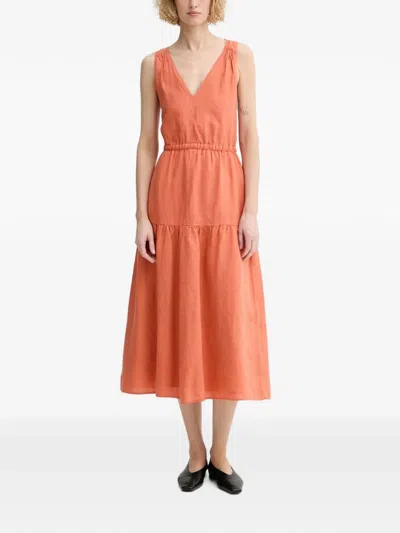 Marc O'polo Crossover-back Tiered Midi Dress In Orange