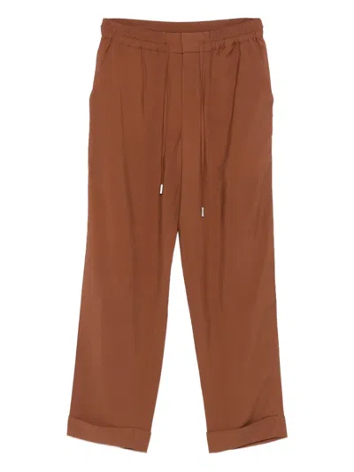 Marc O'polo Cuffed Drawstring Trousers In Brown