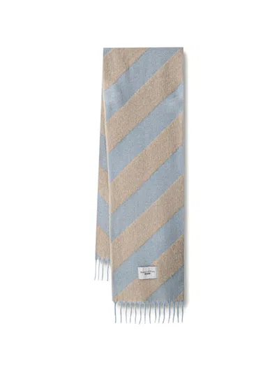 Marc O'polo Diagonal-stripe Fringed Scarf In Neutrals