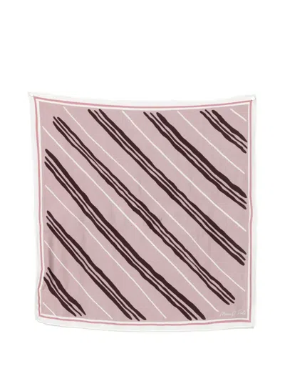 Marc O'polo Diagonal-stripe Square Scarf In Pink