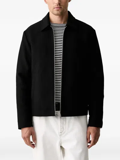 Marc O'polo Diagonal-weave Zip-up Jacket In Black