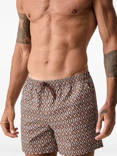 Marc O'polo Diamond-print Swim Shorts In Multi
