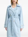 Marc O'polo Double-breasted Denim Trench Coat In Blue