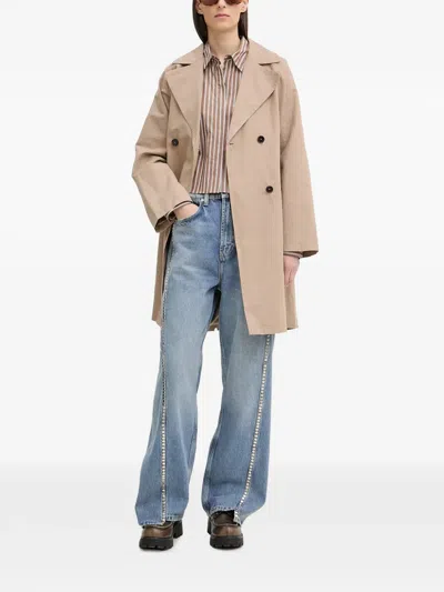 Marc O'polo Double-breasted Belted Coat In Neutral