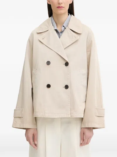 Marc O'polo Double-breasted Cropped Coat In Neutral