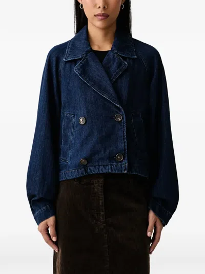 Marc O'polo Double-breasted Denim Jacket In Blue