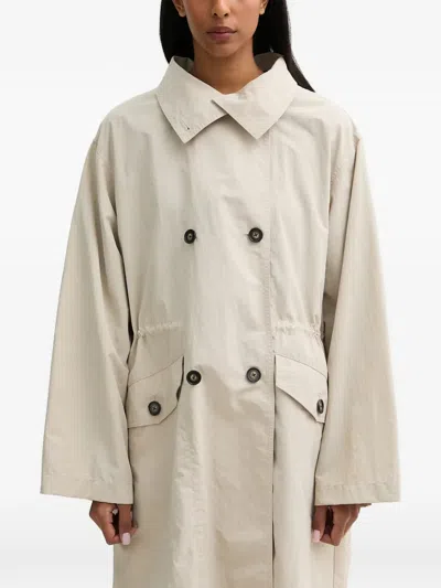 Marc O'polo Double-breasted Hooded Coat In Neutral