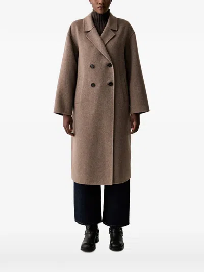 Marc O'polo Double-breasted Notched-lapels Coat In Brown