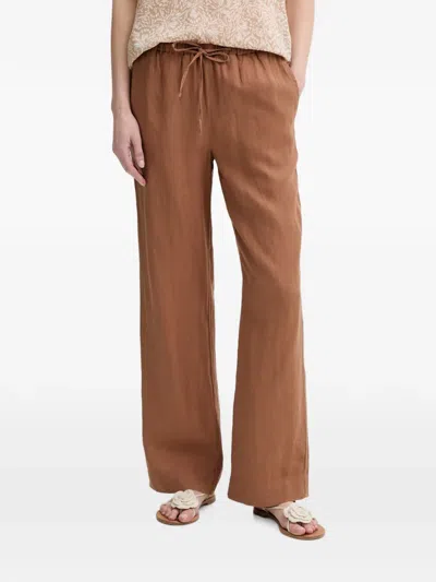 Marc O'polo Drawstring Wide-leg Cotton Trousers In Brown