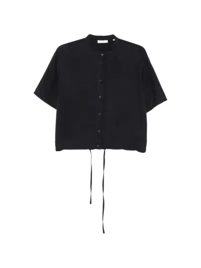 Marc O'polo Drawstring-hem Cropped Shirt In Black