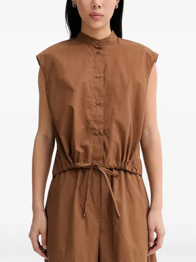 Marc O'polo Drawstring-waist Sleeveless Shirt In Brown