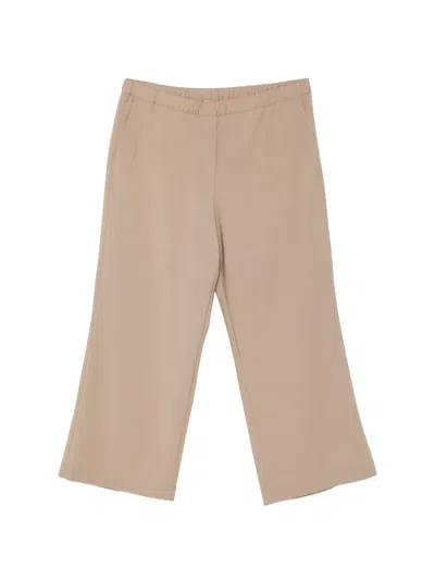 Marc O'polo Elasticated-waist Wide-leg Trousers In Brown