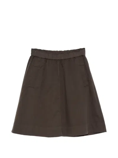 Marc O'polo Elasticated-waistband A-line Mini Skirt In Brown