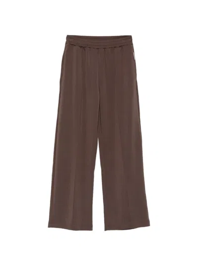 Marc O'polo Elasticated-waistband Wide-leg Trousers In Brown