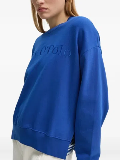 Marc O'polo Embroidered Crew-neck Sweatshirt In Blue