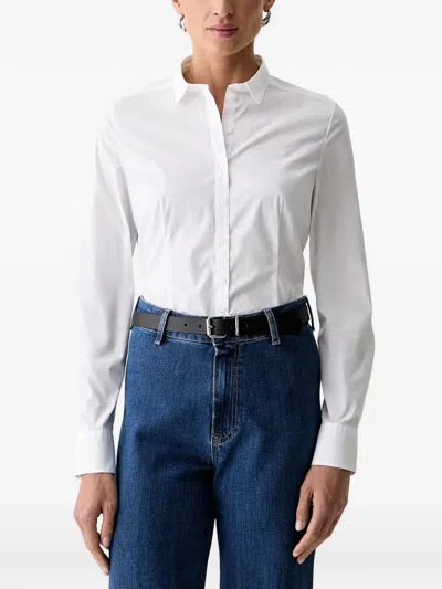 Marc O'polo Embroidered-logo Long-sleeve Shirt In White