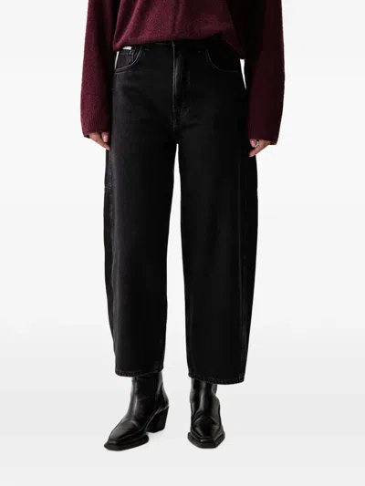Marc O'polo Enni Faded-effect Barrel-leg Jeans In Black