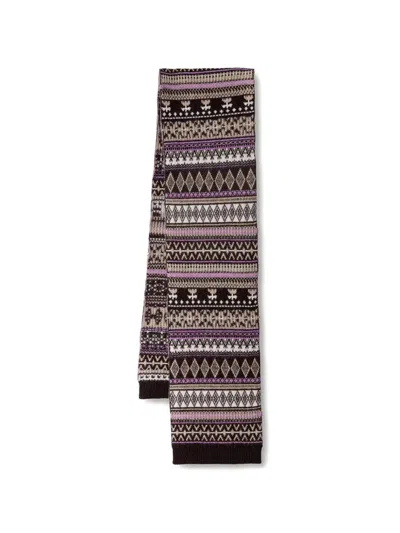 Marc O'polo Fair Isle-knit Ribbed-trim Scarf In Multi