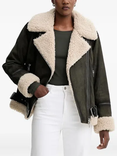 Marc O'polo Faux-shearling Biker Jacket In Green