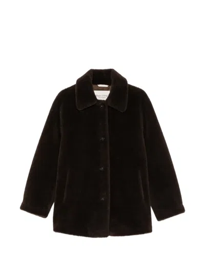 Marc O'polo Faux-fur Button-up Coat In Brown