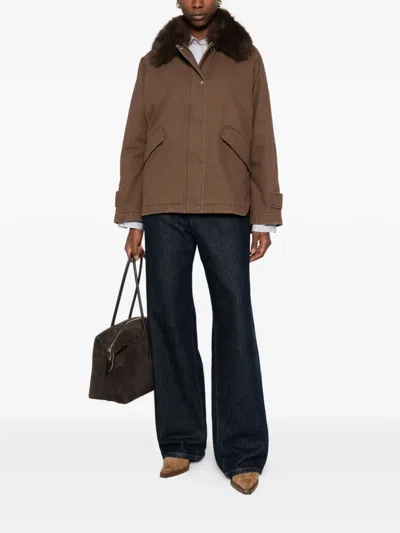 Marc O'polo Faux-fur Collar Cotton Jacket In Animal Print