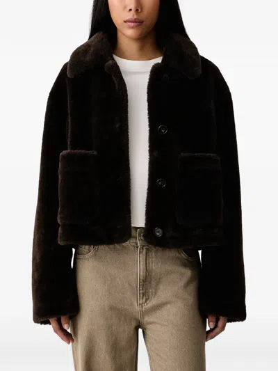 Marc O'polo Faux-fur Patch-pocket Jacket In Brown