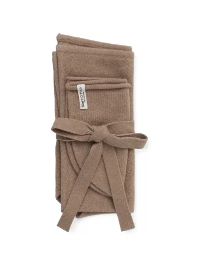 Marc O'polo Fine-knit Beanie Hat (set Of Three) In Brown