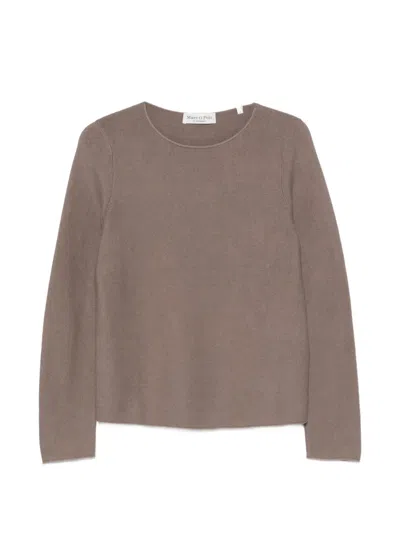 Marc O'polo Fine-knit Long-sleeve Sweater In Brown