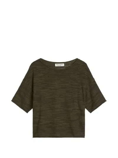 Marc O'polo Fine-knit Short-sleeved Sweater In Green