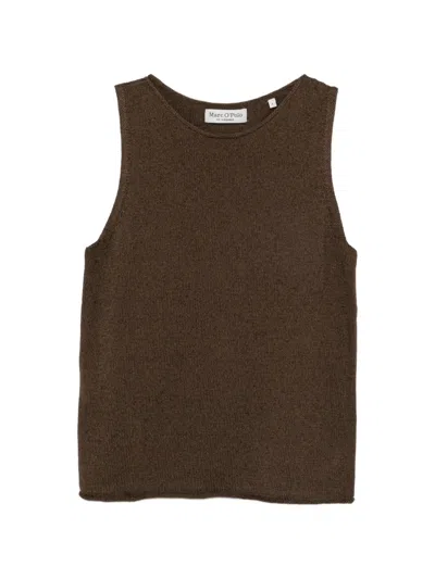 Marc O'polo Fine-knit Sleeveless Vest In Brown