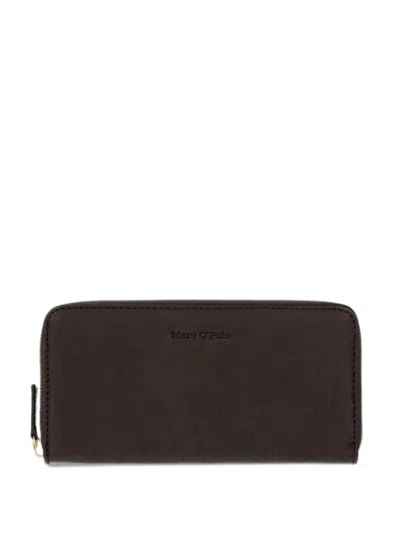 Marc O'polo Finja Logo-debossed Zip-around Wallet In Brown