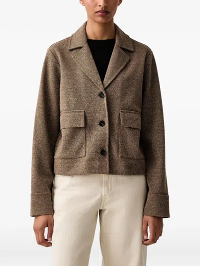 Marc O'polo Flap-pocket Button-up Tweed Jacket In Brown