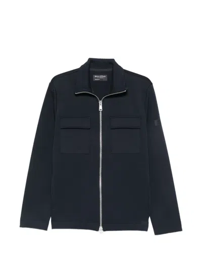 Marc O'polo Flap-pocket Zip-up Sweatshirt In Blue