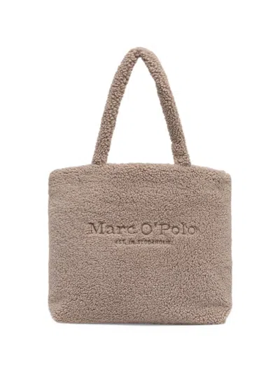 Marc O'polo Fleece-texture Logo-embroidered Tote Bag In Gray