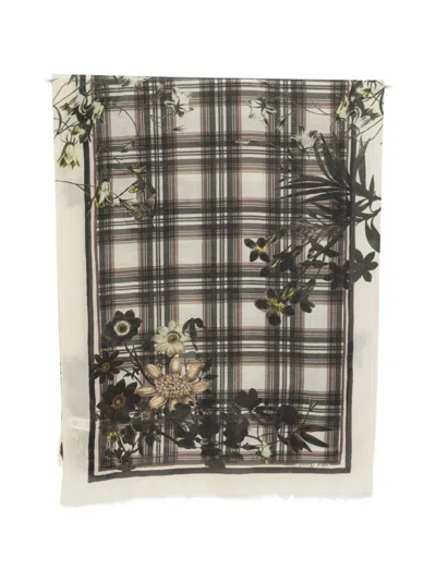 Marc O'polo Floral Check-print Scarf In Neutral