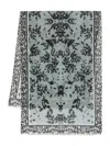 Marc O'polo Floral-patterned Fringed-edges Scarf In Green