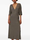 Marc O'polo Floral-print Belted Midi Dress In Green