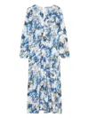 Marc O'polo Floral-print Long-sleeve Dress In Blue