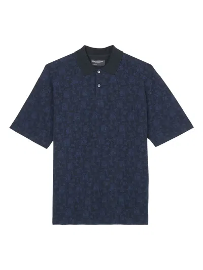 Marc O'polo Floral-print Polo Shirt In Blue