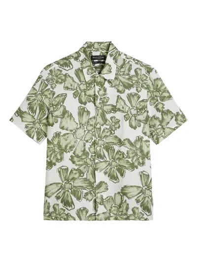 Marc O'polo Floral-print Short-sleeve Shirt In Green