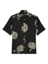Marc O'polo Floral-print Short-sleeve Shirt In Black
