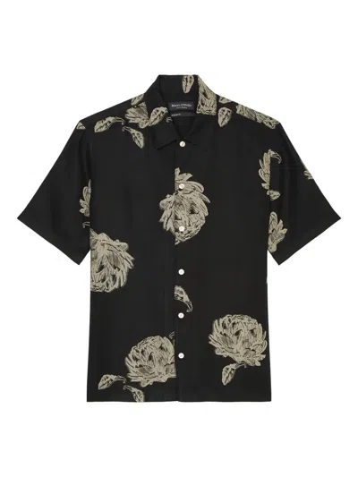 Marc O'polo Floral-print Short-sleeve Shirt In Black
