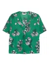 Marc O'polo Floral-print V-neck Blouse In Green
