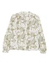 Marc O'polo Floral-print V-neck Blouse In Green