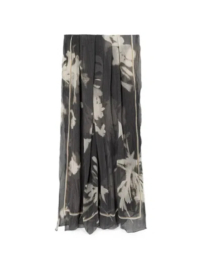Marc O'polo Floral-print Crinkled Scarf In Gray