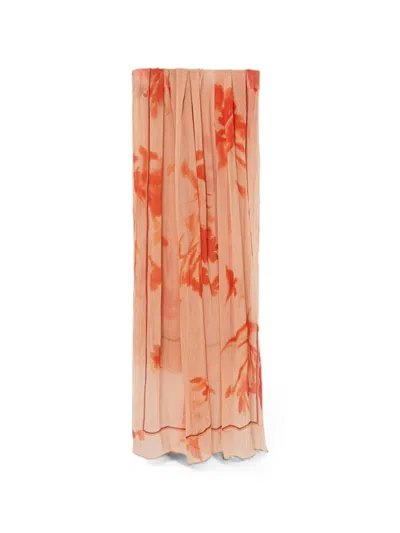 Marc O'polo Floral-print Crinkled Scarf In Orange