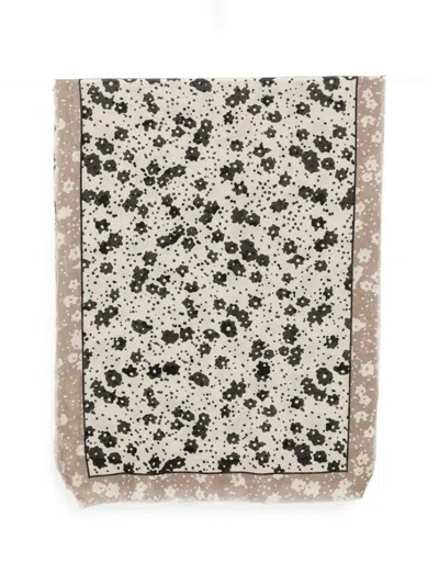 Marc O'polo Floral-print Frayed Scarf In Neutral