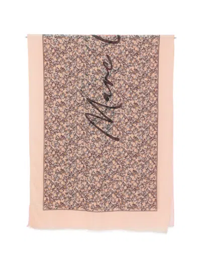 Marc O'polo Floral-print Logo-print Scarf In Multi