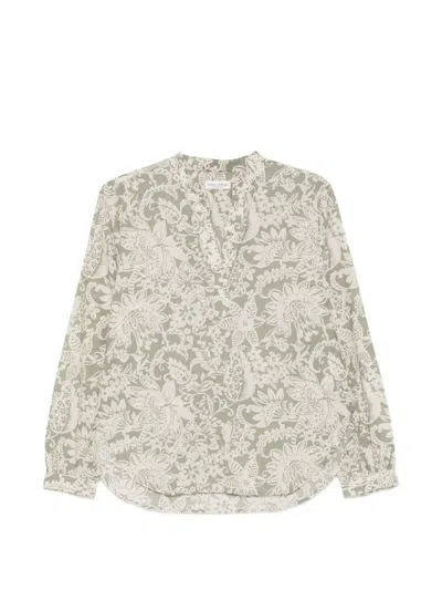Marc O'polo Floral-print Long-sleeve Blouse In Green