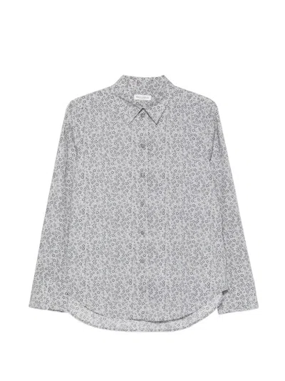 Marc O'polo Floral-print Long-sleeve Shirt In Gray